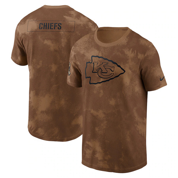 Men's Kansas City Chiefs 2023 Brown Salute To Service Sideline T-Shirt - Click Image to Close